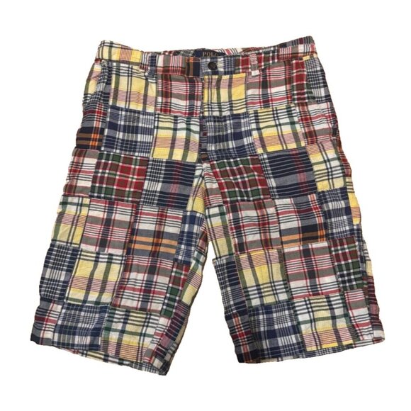 Polo Ralph Lauren Other - Polo Ralph Lauren Boy's Madras Plaid Patchwork Shorts Size 16 / 28" Waist